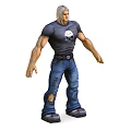 Muscular Male Character Wearing Skull T-Shirt Ripped Jeans And Tattoo Standing