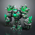 Rock Golem Creature With Rocky Body Green Glowing Crystals On Arms And Chest