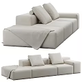 Comp fabric three-seat sofa tofu block sofa 3d model