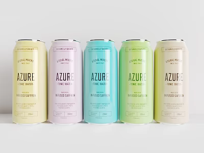 AZURE Brand Canned Beverages With Assorted Flavors And Vibrant Color Varieties 3d model