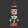 Wooden Pinocchio Doll With Long Nose Hat And Red Pants On Reflective Surface