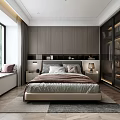 Modern Bedroom Interior Design With Bed Nightstands Window Wardrobe And Area Rug