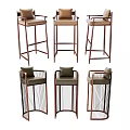 Stylish Modern Bar Stools With Brown Metal Frames And Comfortable Cushioned Seats 3d model