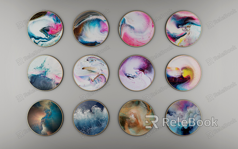 Modern round frame painting round decorative painting model