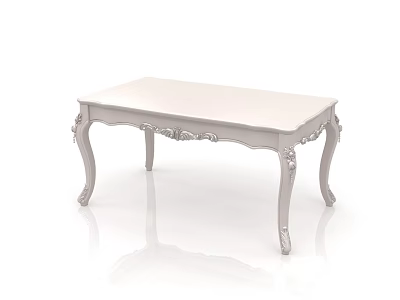 Elegant White Dining Table With Ornate Carved Legs And Smooth Surface 3d model