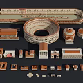 European Architecture Collection Featuring Colosseum Circular Structures And Red Tiled Roofs