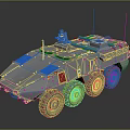 Gray Six Wheeled Armored Vehicle With Operator And Antennas On Top