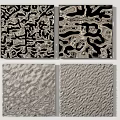 Four Piece Modern Abstract Wall Decorations with Black Beige Grey Textured Patterns 3d model