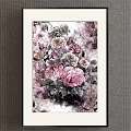 Elegant Floral Painting With Pink Purple Roses And Green Leaves