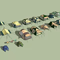 Various Colorful Tents In Different Styles Arranged For Outdoor Camping Activity