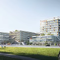 Modern Industrial Factory Complex With Multiple Buildings Green Roofs And Tree Surrounded Premises