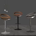 Modern Circular Backrest Bar Stools In Brown White And Black Metal Bases For Contemporary Interiors