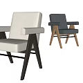 Modern Style Beige and Gray Accent Chairs with Armrests and Wooden Legs Design