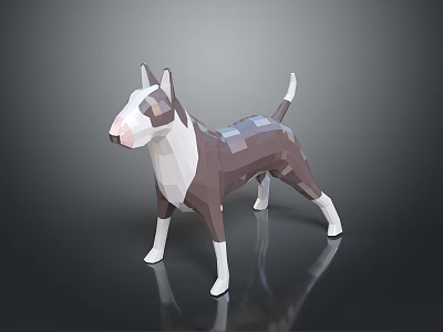 Low Poly Style Furniture Decorative Dog Model In Brown And White 3d model