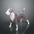Low Poly Style Furniture Decorative Dog Model In Brown And White