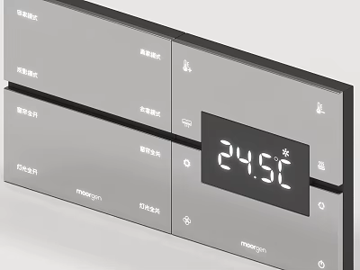 Modern Sleek Switch Panel With Digital Temperature Display And Multiple Control Buttons 3d model