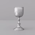 Elegant Silver Goblet With Grapevine Ornaments Tall Stem And Multi Layered Base