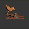 Orange Wooden Bird Shaped Clip With Small Bowl For Household Use