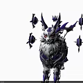 Majestic White And Purple Mythical Beast With Horns And Mechanical Appendages