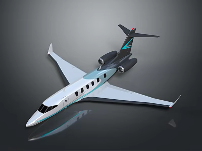 Modern Streamlined Jet Aircraft With White Black Body And Blue Tail Design 3d model