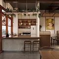 Chinese Restaurant Featuring Menu Screens Open Kitchen Dining Tables And Condiment Shelves