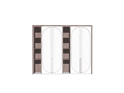 Modern Wardrobe Interior Design With Double Arched Doors And Open Storage Shelves 3d model