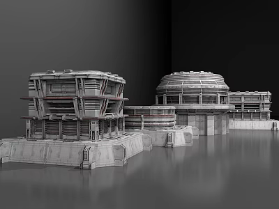 Cartoon Scene With Futuristic Dome Buildings And Multi Level Architectural Structures 3d model