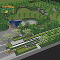 Greenland Park Scenic Landscape With Lush Trees Winding Pathways And Playground