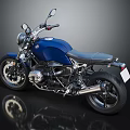 Classic Blue Motorcycle Design With Black Seat And Chrome Exhaust Pipe