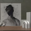 Abstract Human Silhouette Painting In Monochrome Tones For Modern Interior Decor