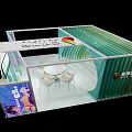 Modern Exhibition Booth Design With Transparent Partitions Round Table And Chairs