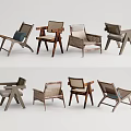 Stylish Leisure Chairs With Wooden Frames And Woven Seats In Modern Designs