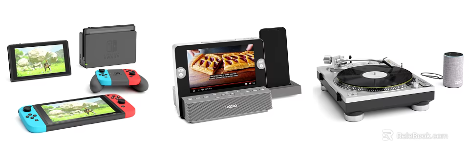 Modern Computer Tablet With Speaker Smartphone And Game Controller Setup 3d model 