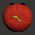 Fresh Shiny Red Apple with Green Leaf on Smooth Dark Background