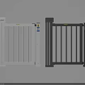 Modern Sliding Automatic Security Gates in White and Black Color Design Structure 3d model