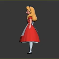 Alice Game Movie Character With Golden Long Hair Red White Dress And White Apron