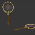 Vintage Magnifying Glasses With Wooden Handles And Golden Frames On Black Background