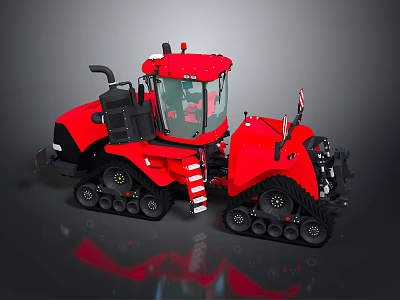 Modern Red Tracked Agricultural Machinery Featuring Spacious Cab And Durable Design 3d model