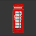 Classic Red British Telephone Booth With Glass Panels And Traditional Design