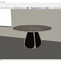 Modern Circular Dining Table With Marble Tabletop And Black Gold Base 3d model