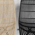 Modern Rattan Single Chair With Woven Seat And Black Metal Slim Legs