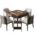Elegant Entertainment Table With Mahjong Tiles Four Chairs And Small Side Table