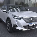 White Peugeot SUV With Modern Headlights And Grille On Street