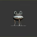 Ancient Bronze Tripod Cauldron with Two Handles Three Legs Intricate Carvings on Square Base