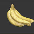 Bunch of Ripe Yellow Bananas with Brown Spots on Black Background and Reflection