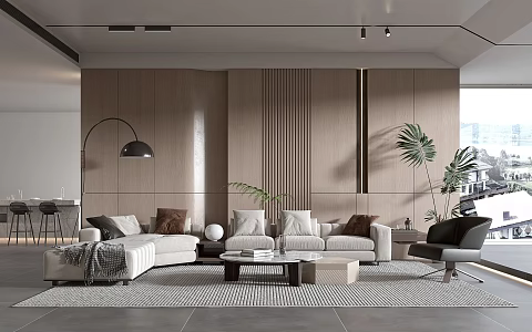 Living room sofa coffee table combination background 3d model