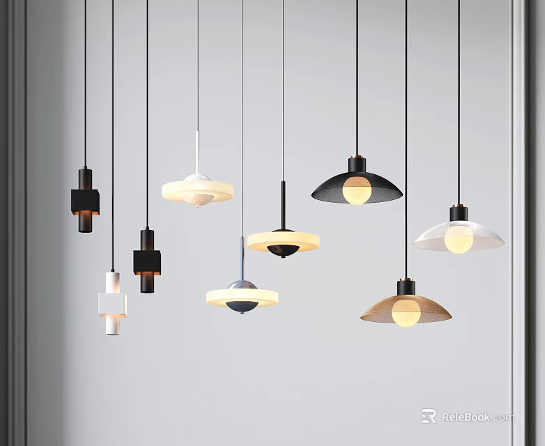 Modern Hanging Pendant Lights With Various Stylish Designs And Shapes 3d model 