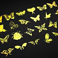 Yellow Butterfly Insect Silhouette Wall Decor for Creative Home Decoration