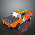 Orange Vintage Racing Car With Number 58 And Sponsor Decals