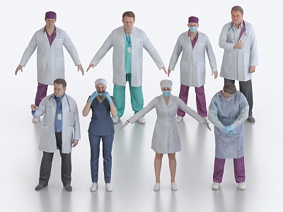 Doctors, nurses, attending doctors, surgeons, medical staff, medical staff, many people 3d model